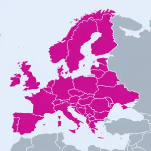 Landkarte von Europa mit L&auml;ndern, in denen Hilfsprojekte von The Life to Share stattfinden